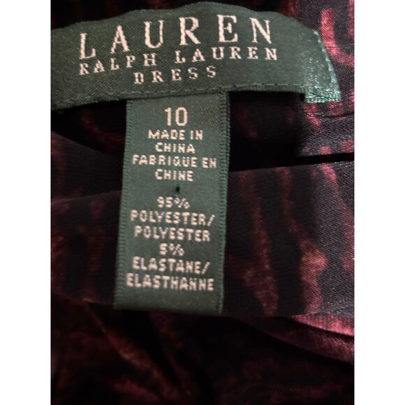 Ralph Lauren Green Label Dress Ruched Animal print Brown sz 10 y2k babydoll work - Picture 7 of 9